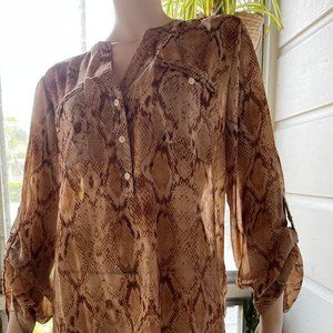 Sand brown snake print blouse - APT 9